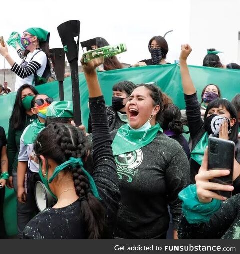 Women celebrating Mexico’s Supreme Court Vote to Decriminalize Abortion