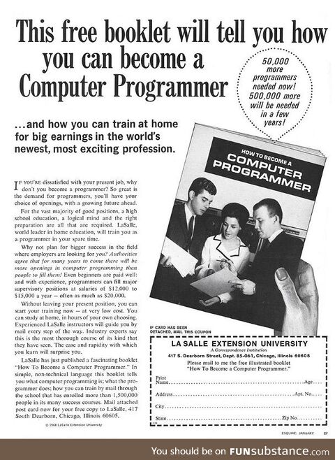 How to be a computer programmer in 1969
