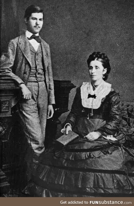 Teenage Sigmund Freud with his mother in 1872