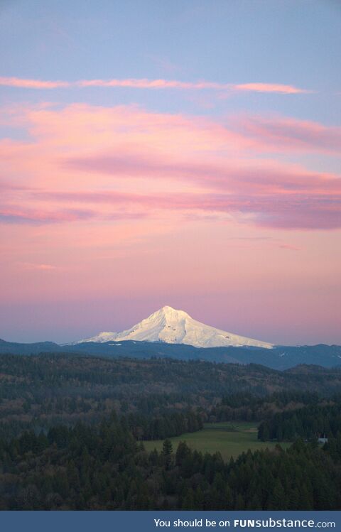 Mount Hood, Oregon at sunset today