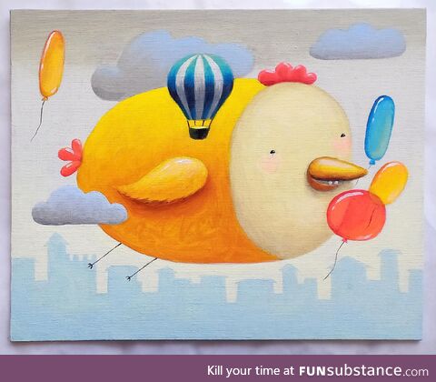 Giant Chicken, canvas 24x30 cm