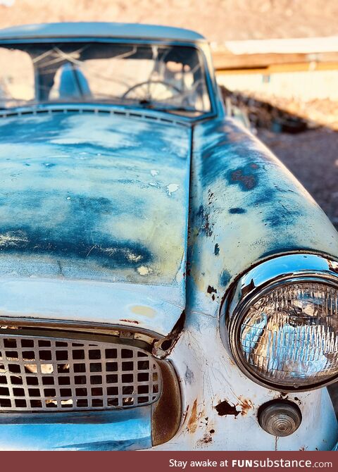 Found this gem rotting away in the Mojave desert near Nelson’s landing