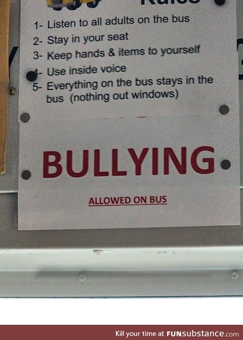 Child took a picture of the bus rules