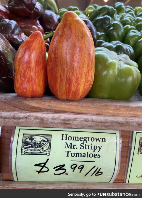 [OC] These “Mr. Stripy” tomatoes are appropriately named