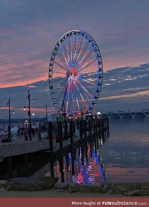 [OC] Ferris wheel at sunset