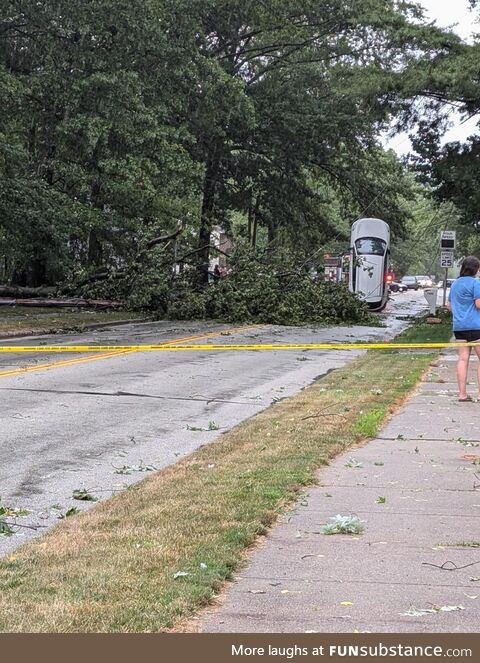 There was caution tape for a reason... They drove UP downed power lines. Sandusky, OH