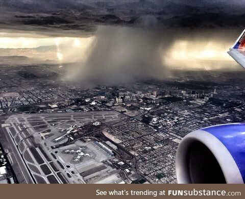 This is how rain looks like from an airplane