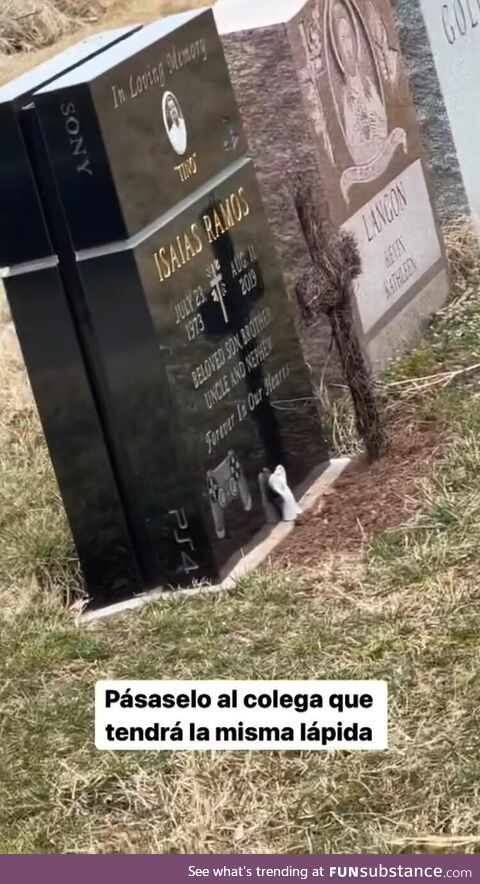 46 yo Isaias “Tino” Ramos gravestone, resembling a PS4