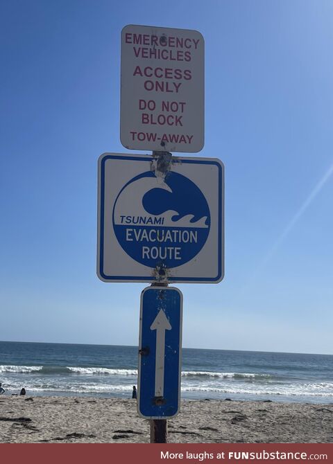 In case of tsunami, run towards the ocean