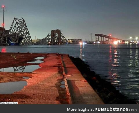 The Francis Scott Key Bridge in Baltimore has collapsed after being struck by a container
