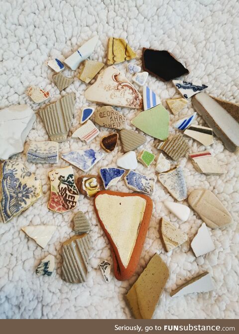 Pottery pieces I've found whilst beachcombing