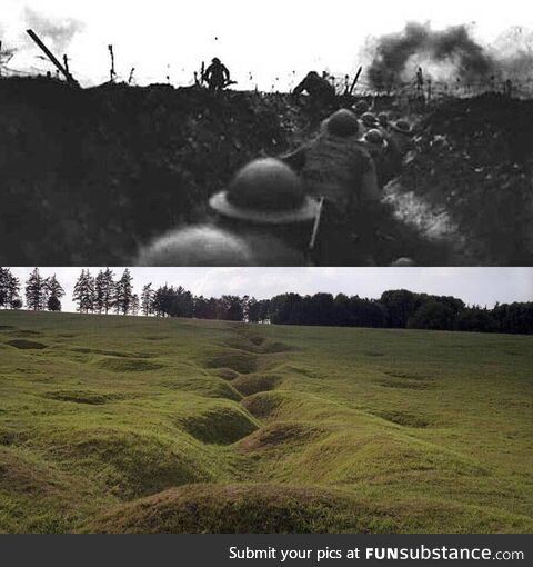 World Wat 1 Trenches - Photos taken 100 years apart