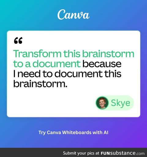 Canva Whiteboards can transform to a doc, in a click