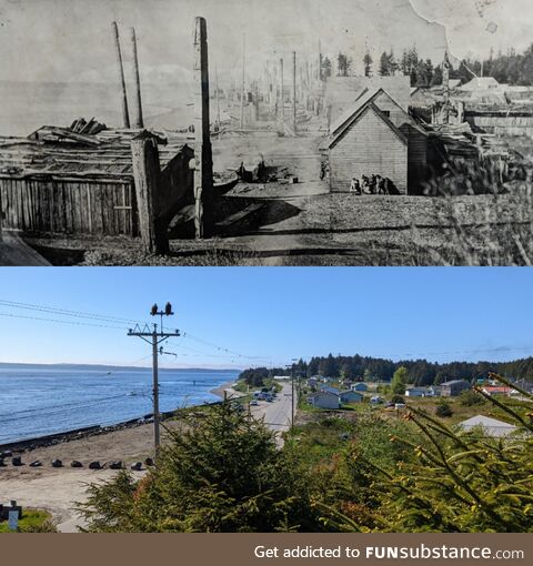 Old Masset Haida Gwaii, BC. 1878 and yesterday May 20, 2022. [OC] historic photo by G.M