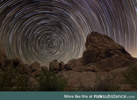 Star trails in Joshua Tree National Park (OC) 2.5 Hours