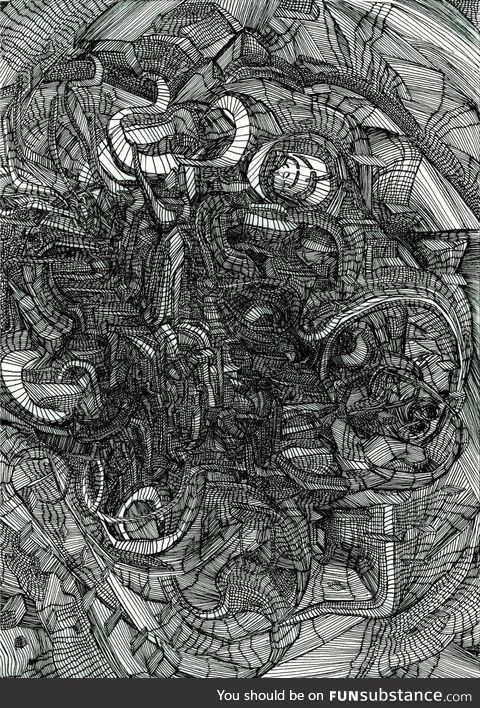 Castled-Ink on paper -34” x 18”