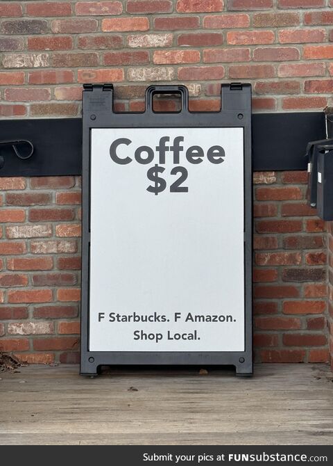 Sign outside a small bookstore in New Jersey