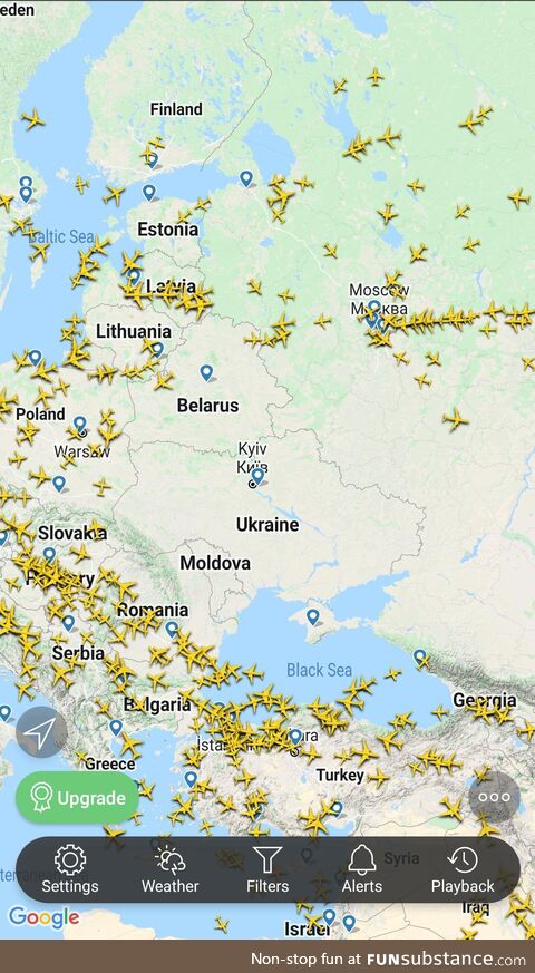 [OC] Air traffic in Europe 24.02.2022