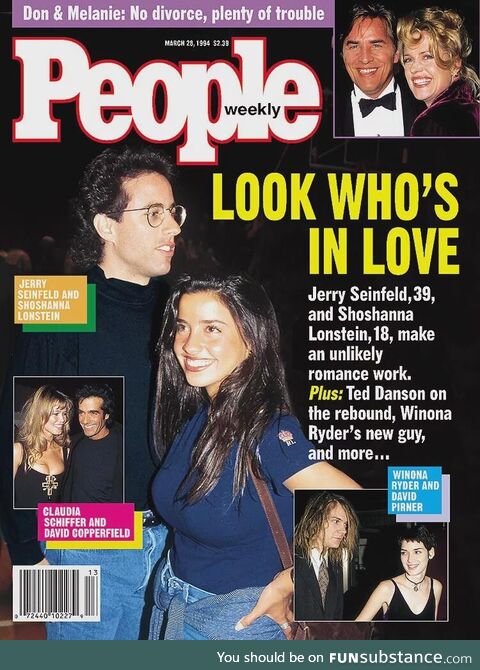People's magazine cover 1994 featuring 39 year old Jerry Seinfeld with his 18 year old