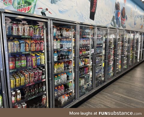 Beverage cooler at gas station in the USA (oc)