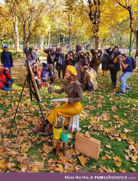 Photography club encounters a painter in a park in Tehran - IRAN (November 2020)