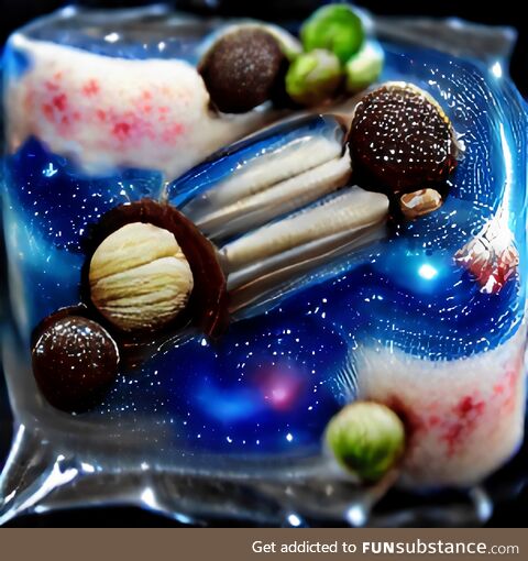 Candies mixed with cosmos. Ai generated