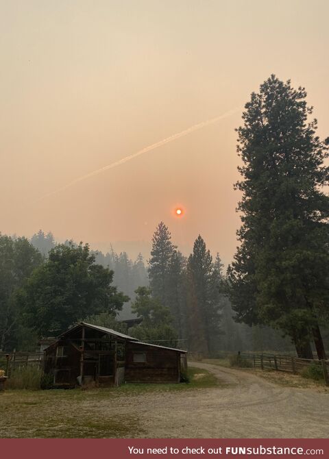 Smoky contrail near dusk