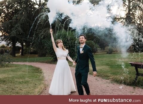 Wedding photographer gave us a smoke bomb to use during our shooting. Things did not go