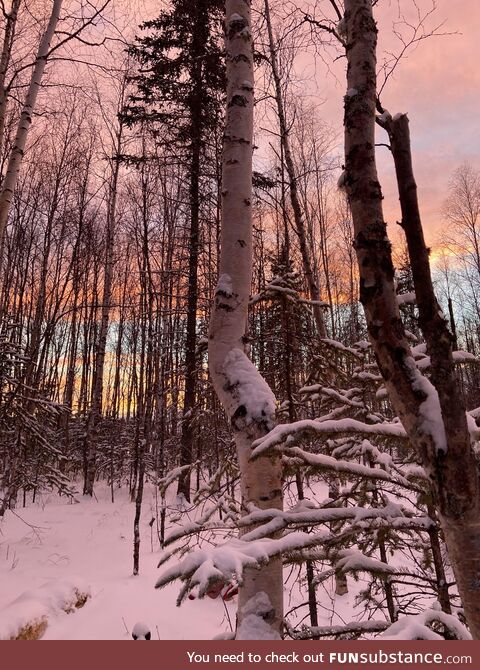 Beautiful early afternoon sunset in Wasilla Alaska