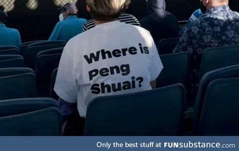 'Where is Peng Shuai?' t-shirt at Australian Open