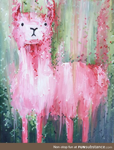 "LLAMA" - A painting of mine! Acrylic on Canvas - just a fun little project