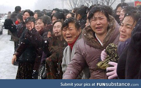 Outside of Pyongyang as Kim gives a speech