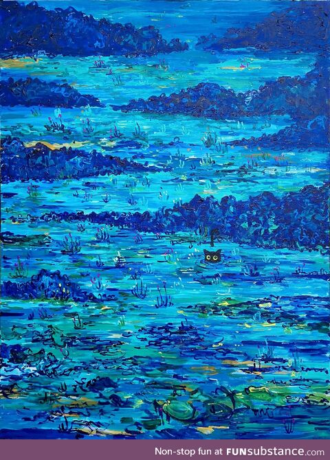 Cat dip, acrylics, 2024