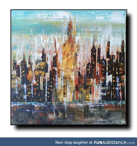 “The Magician’s City”,Acrylic on canvas, 12x12