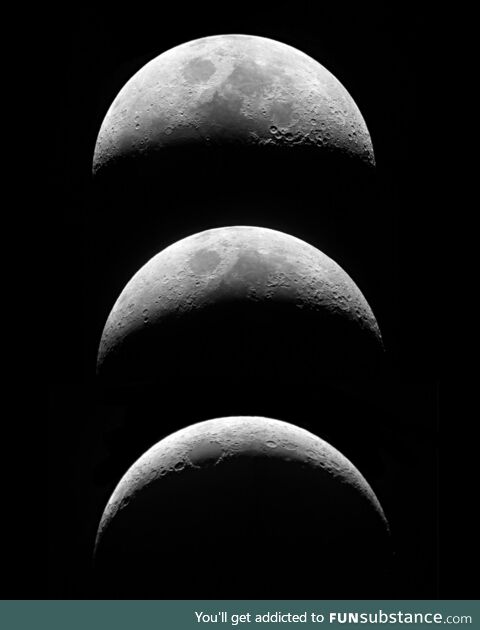 Moon phases captured with my 4" telescope and smartphone