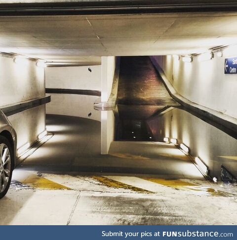 Surreal puddle in a parking garage