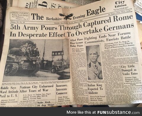 World War II newspaper from 80 years ago today (June 5, 1944)