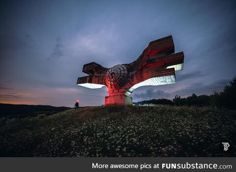 Former Yugoslavia monuments looks like a spaceship