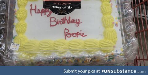 A friend of mine ordered a cake for her grandpa for a surprise birthday party tonight