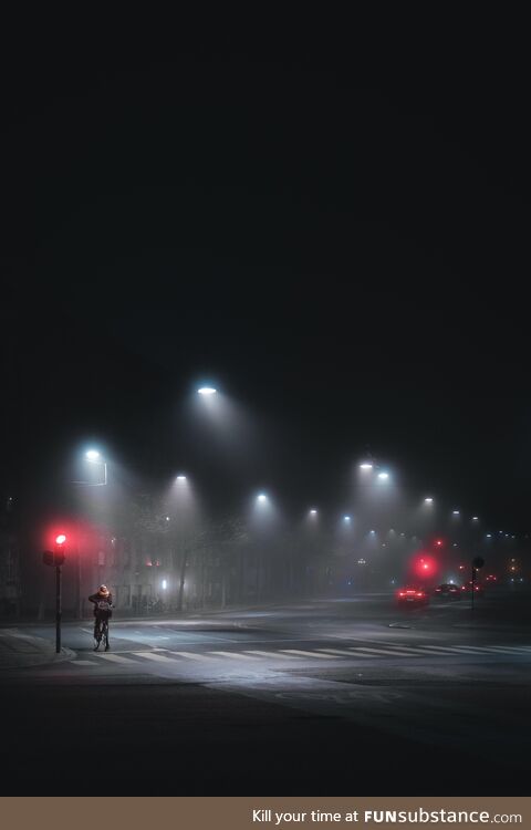 Foggy street in Copenhagen