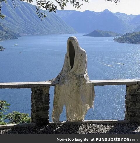 Ghost sculpture at castello di vezio, Italy