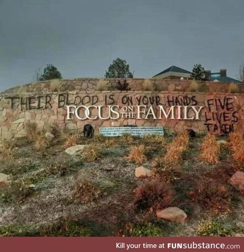 ANTI-LGBTQ group Focus on the Family's (based in Colorado Springs) sign on Thanksgiving