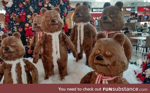 These festive bears who got too stoned and went to the mall
