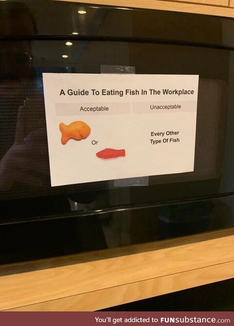 Only Gold and Swedish fish are acceptable in the workplace