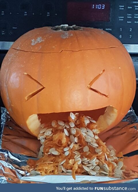 Our pumpkin had a little too much candy