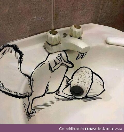 Creative drawing on sink