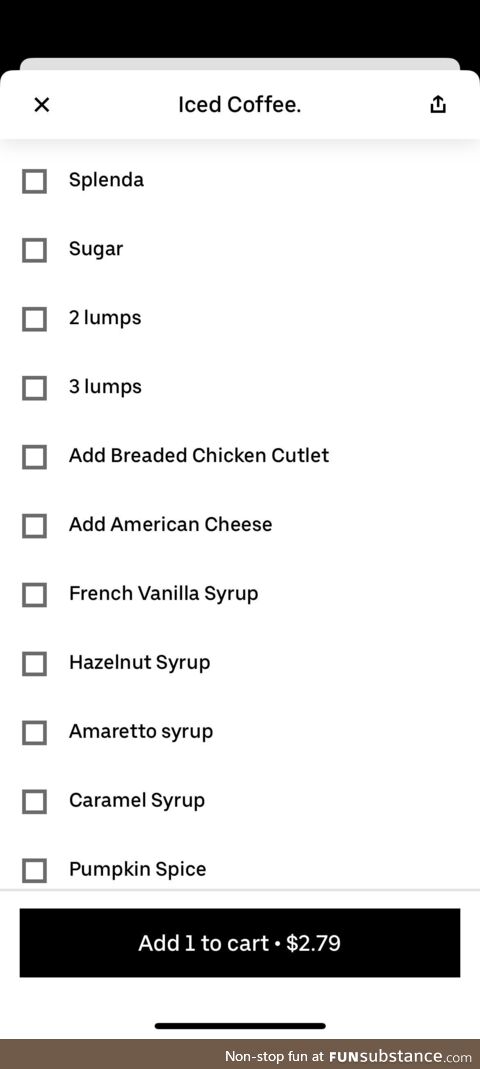 Would you like a breaded chicken cutlet in your iced coffee?
