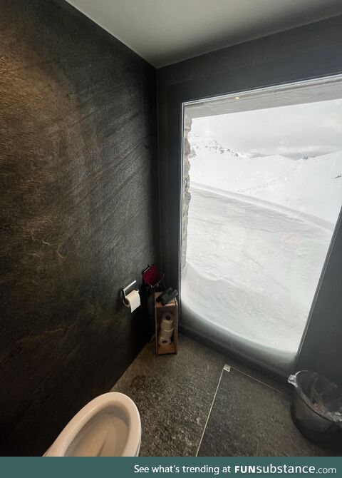 Best bathroom view, Swiss restaurant, binoculars provided