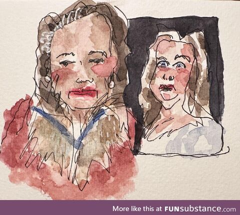 Painted billionaire Gina Rinehart not liking the painting of her by Vincent Namatjira