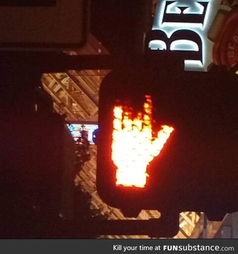 At a past metal music festival. Even the street signals were rockin'
